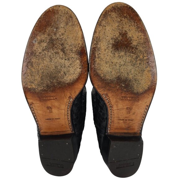 Vintage Bally Italy Full Hand Woven Calfskin Boots Mens 8.5 Dress Western Cowboy - Picture 4 of 15